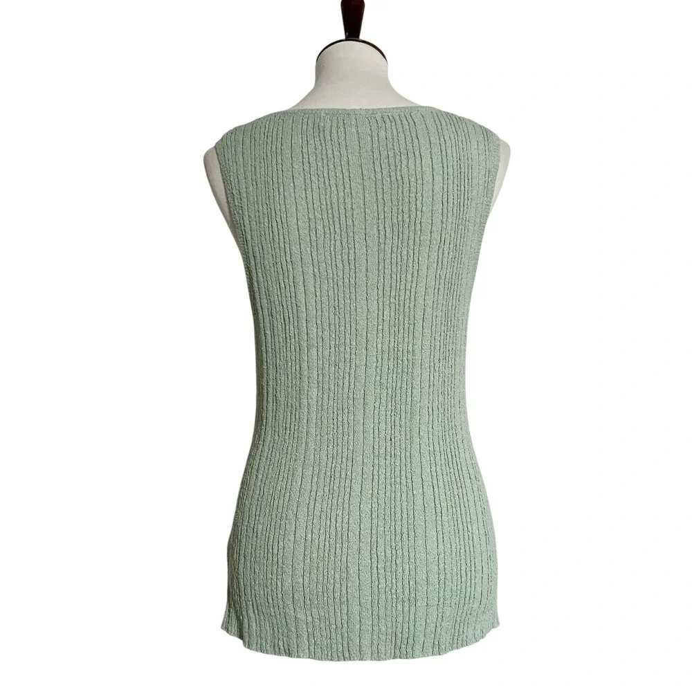 Free People Beach‎ Rhea Sweater Vest in Summer Sage  Ribbed Knit Button Front S